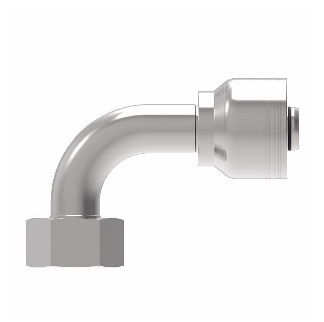 6S25DSB16 Aeroquip by Danfoss | 6 Wire 6S Female DIN 24° Seat Swivel DKO (Heavy) 90° Elbow (DSB) Crimp Fitting | S30 Female DKO/DIN 24° Seat x -16 Hose Barb | Steel