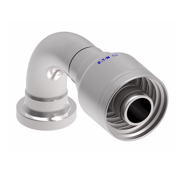 6S16FHB20 Aeroquip by Danfoss | 6 Wire 6S SAE Code 62 Flange 90° Elbow (FHB) Crimp Fitting | -16 Code 62 Flange x -20 Hose Barb | Steel