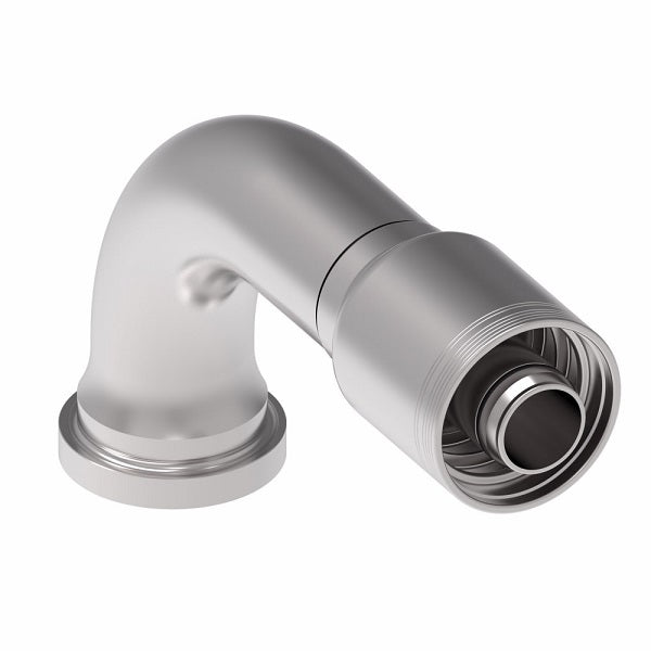 6S32FHB24 Aeroquip by Danfoss | 6 Wire 6S SAE Code 62 Flange 90° Elbow (FHB) Crimp Fitting | -32 Code 62 Flange x -24 Hose Barb | Steel