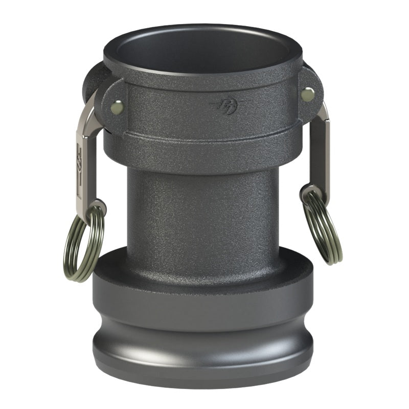 70263020 (30CX20A LONG) by PT-Coupling | Long Reducing Cam & Groove Coupler | Type CXA | 3" Coupler x 2" Adapter | Hard Coat Aluminum | Buna-N Seal