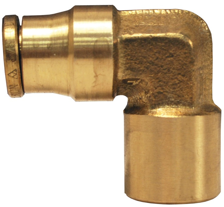 708X4 by Dixon Valve | Push-In Fitting | Female 90° Elbow | 1/4" Tube OD x 1/8" Female NPTF | Forged Brass