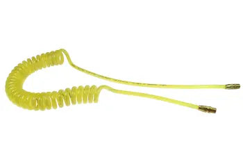 PRE14-10-TY by Coilhose | Flexeel® Reinforced Coiled Air Hose | 1/4" Hose ID x 3/8" Hose OD | 1/4" Male NPT Rigid Reusable Fittings | Transparent Yellow | Polyurethane | 10ft