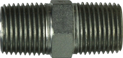 752044 by Midland | Hydraulic BSPT Hex Nipple | 1/4-19 Male BSPT x 1/4-19 Male BSPT | Steel