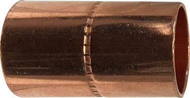 77204 (77-204) by Midland | Copper Fitting | Coupling (Socket) with Rolled Up Tube Stop | C x C | 1/2" ID | Straight