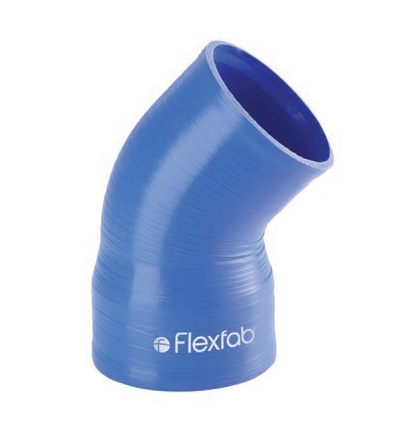 7902 by FlexFab | 6- Ply Charge Air | 3.50"/4.00" ID | 4.17"/4.67" OD | Blue | 45° Elbow | 8.75" Overall Length