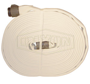 D825-25RAF Dixon 800# Double Jacket All Polyester Fire Hose - Coupled - Fem. x Male NST(NH) Expansion Ring Couplings (Aluminum) - 2-1/2" Hose Size - 25ft Length