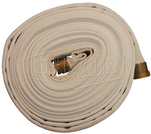 D815100RBF Dixon 800# Double Jacket All Polyester Fire Hose - Coupled - Fem. x Male NST(NH) Expansion Ring Couplings (Brass) - 1-1/2" Hose Size - 100ft Length