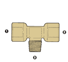 8093-02-02-02 by AdaptAll | -02 Female BSP Solid x -02 Female BSP x -02 Male BSPT | Branch Tee | Brass
