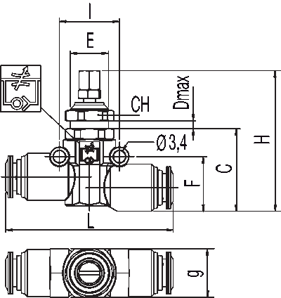 82815-06 by AIGNEP | Functional (Flow Controls) Series | Inline Flow Control Valve (Uni-Directional) | 3/8" Tube