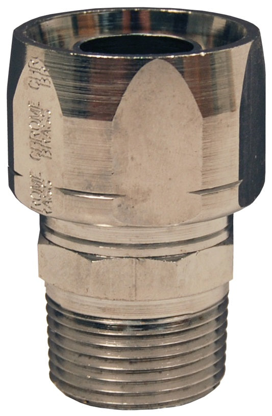 850453 by Dixon Valve | Holedall® Dubl-Grip | Field Attachable Coupling for Curb Pump Hose | Non-Swivel | 3/4" Hose ID | 3/4" Male NPT | 1-1/4" Hose OD | Chrome Plated Brass