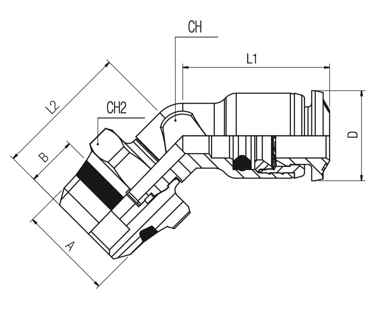 85170-08-06 by AIGNEP | 85 Series | Swivel | 1/2" Tube x 3/8" Swift-Fit Male | 45° Elbow | Pack of 10