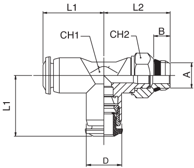 85222-02-02 by AIGNEP | 85 Series | Swivel Run Composite | 1/8" Tube x 1/8" Swift-Fit Male | Tee | Pack of 10