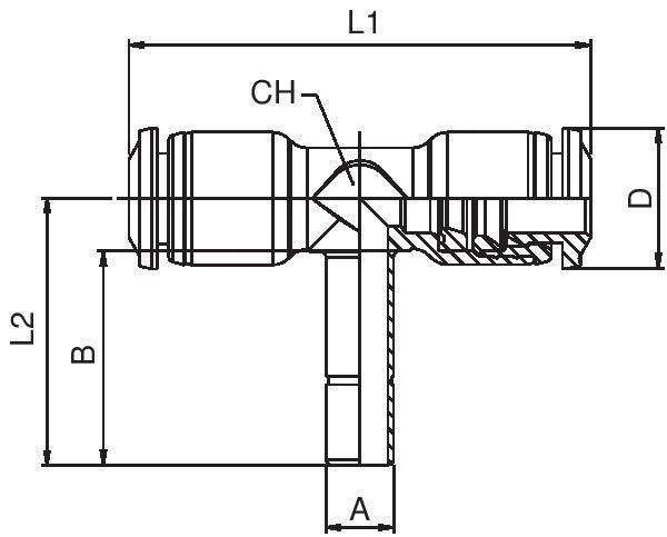 85240-06 by AIGNEP | 85 Series | Plug In | 3/8" Tube x 3/8" Stud | Tee | Pack of 10