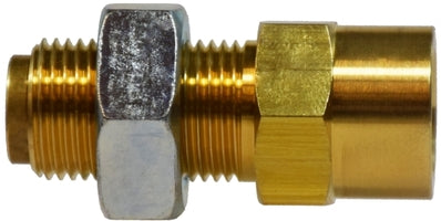 860808 by Midland | DOT Push-In Fitting | Bulkhead Union | 1/2" Tube OD x 1/2" Female NPTF | Brass