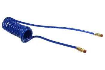 PR516-104B-B by Coilhose | Flexcoil Air Hose | 5/16" Hose ID x 15/32" Hose OD | 1/4" Male NPT Reusable Swivel Fittings | Blue | Polyurethane | 10ft