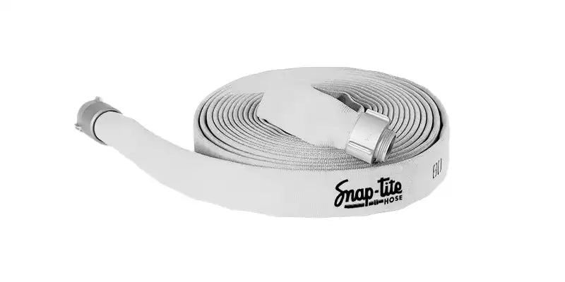 8D25x50W25NBR by Snap-Tite | 8D Series | Double Jacket Polyester Fire Hose Assembly with EPDM Liner | 2-1/2" Hose I.D. | 2-1/2" Male NH x 2-1/2" Female NH Rocker Lug Couplings | 400 PSI | Uncoated White | 50ft Length