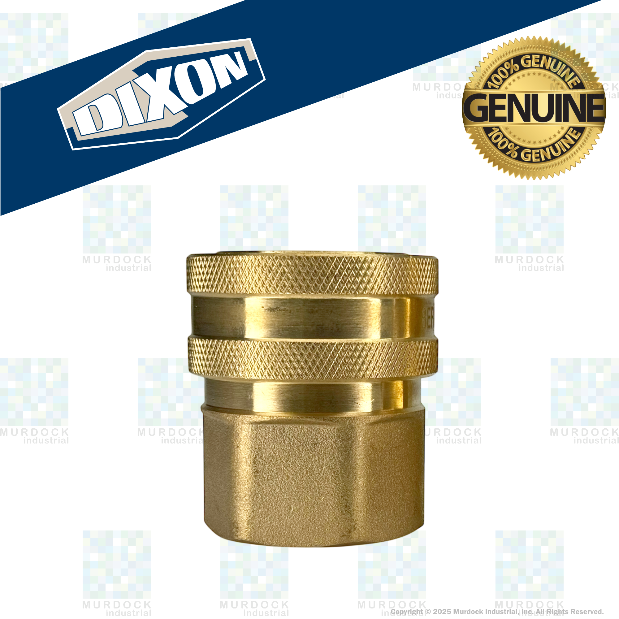 8EF8-B by Dixon Valve | Hydraulic Quick Disconnect Coupling | E-Series | 1" Female NPTF x 1" Straight-Through Interchange | Socket | Nitrile Seal | Brass