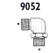 9052-06-04 by AdaptAll | -06 Male BSPP x -04 Male BSPP | Adjustable 90° Elbow | Carbon Steel