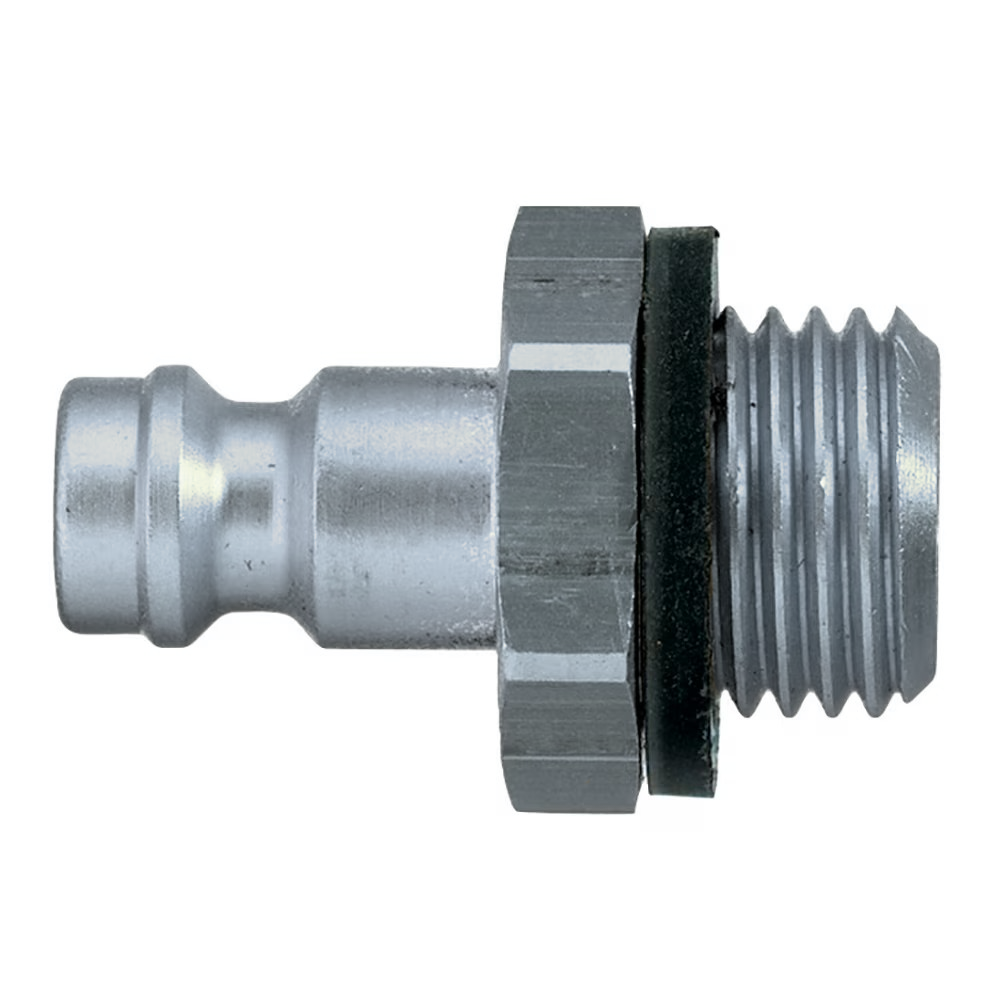 9087 21 13 by Parker | Legris Plug Quick Disconnect | 1/4" Male BSPP Thread | 17 mm Hex | 28 mm Length | Straight | Nickel-Plated Brass | Pack of 10
