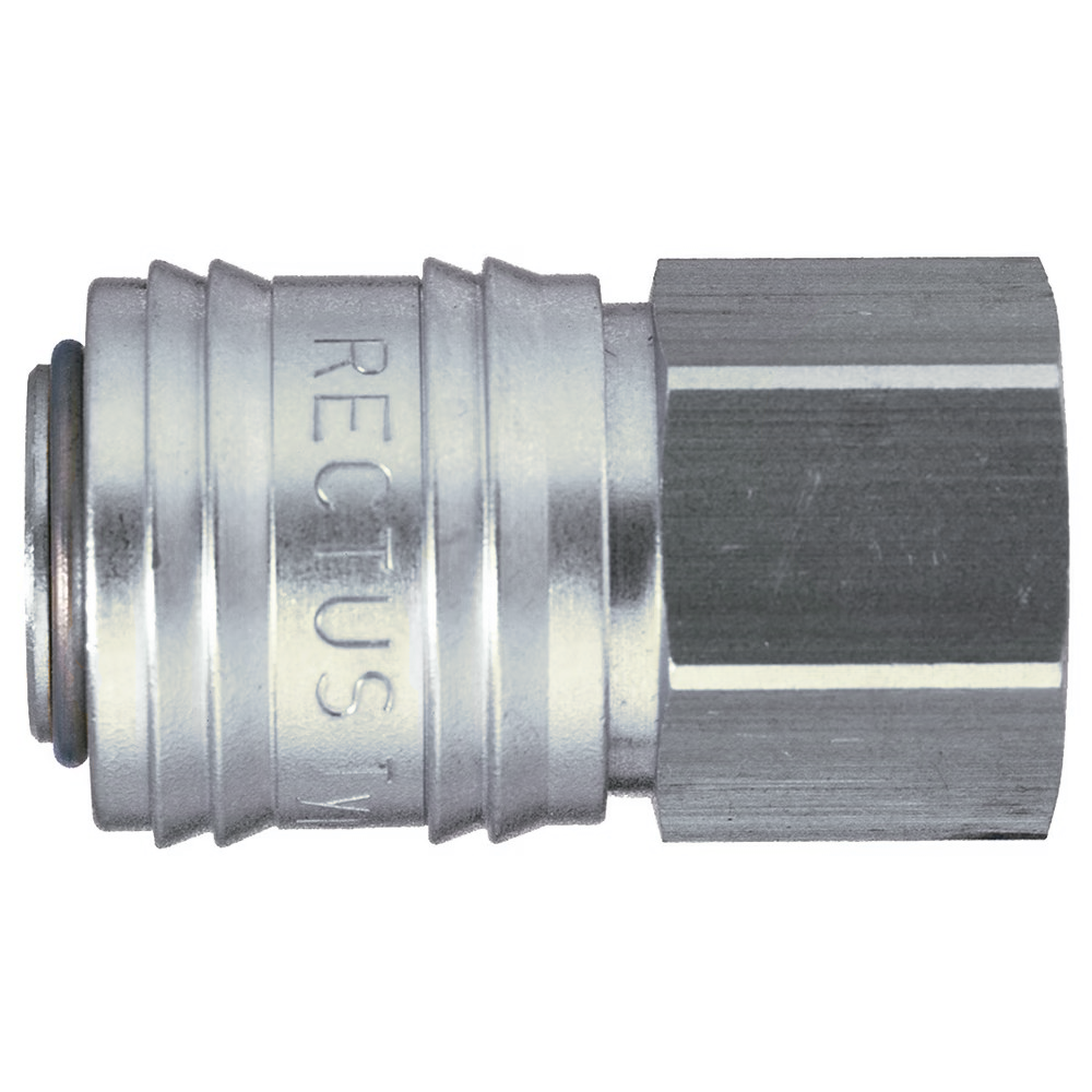 9114 24 17 by Parker | Legris Coupler Quick Disconnect | 3/8" Female BSPP Thread | 22 mm Hex | 43 mm Length | Straight | Nickel-Plated Brass | Pack of 5