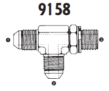 9158-20-20-20 by AdaptAll | -20 Male JIC x -20 Male JIC x -20 Male BSPP | Adjustable Run Tee | Carbon Steel