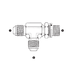 9168-08-08-16 by AdaptAll | -08 Male JIC x -08 Male JIC x 16mm Male Metric | Adjustable Run Tee | Carbon Steel