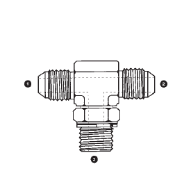 9169-10-10-22 by AdaptAll | -10 Male JIC x -10 Male JIC x 22mm Male Metric | Adjustable Branch Tee | Carbon Steel