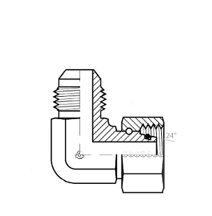 9199-12-S20-30 by AdaptAll | -12 Male JIC x S20 Female Metric DIN/DKO Swivel | 90° Elbow | Carbon Steel