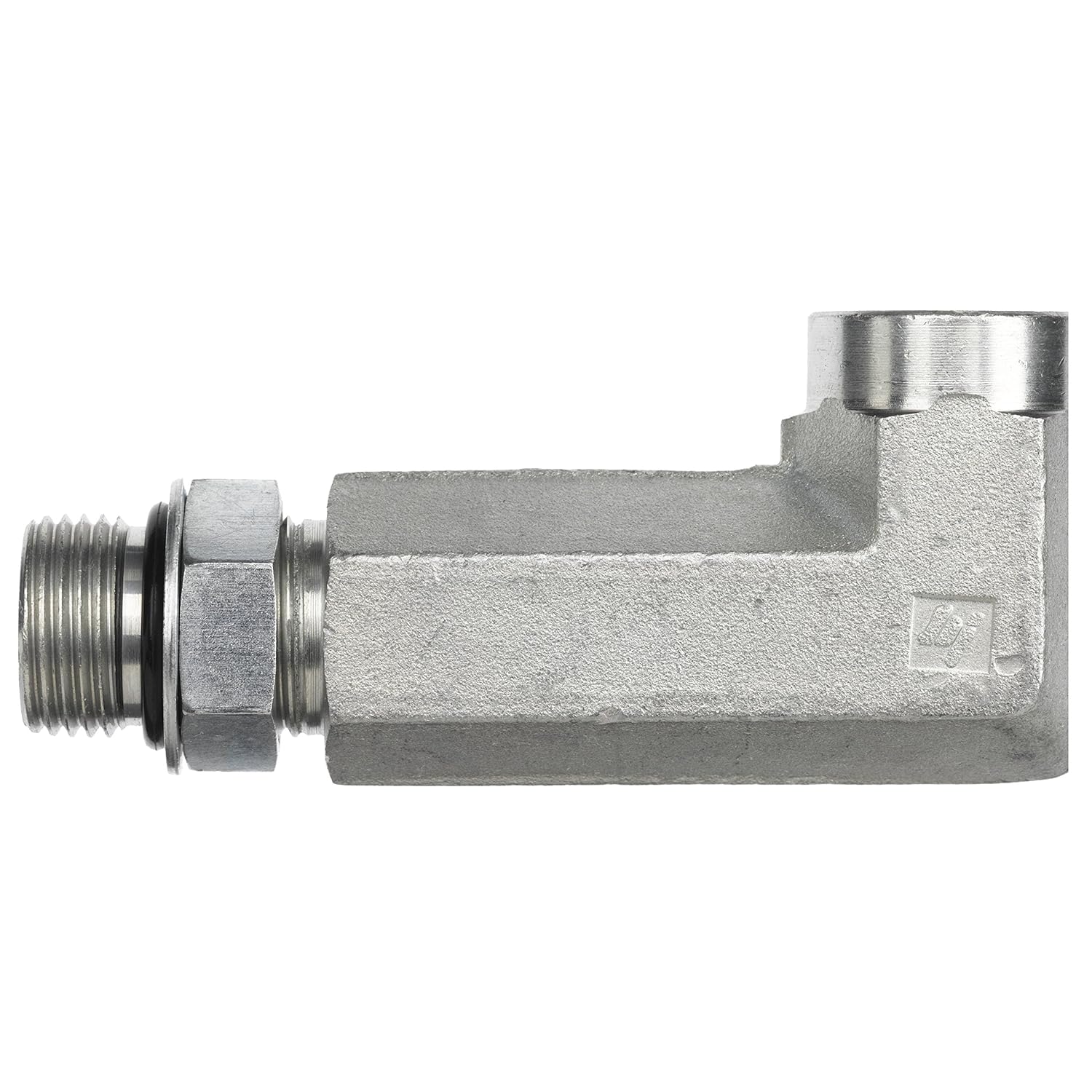 6805-L-10-08-NWO-FG by Brennan Inc. | -10 Male Adjustable O-Ring Boss x -08 Female Pipe | 90° Elbow | Long | Forged Steel