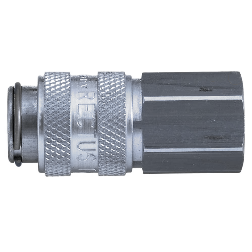 9214 21 13 by Parker | Legris Coupler Quick Disconnect | 1/4" Female BSPP Thread | 17 mm Hex | 38 mm Length | Straight | Nickel-Plated Brass | Pack of 5