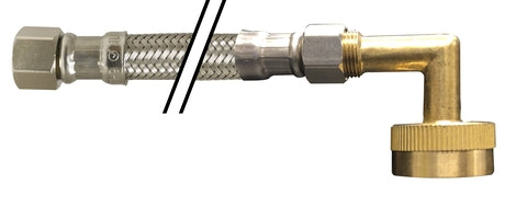 924297 by Midland | Dishwasher Connector (Lead Free) | 3/8" Compression x 3/4" Female Garden Hose | 120" Length | 90° Elbow | Chrome Plated Brass