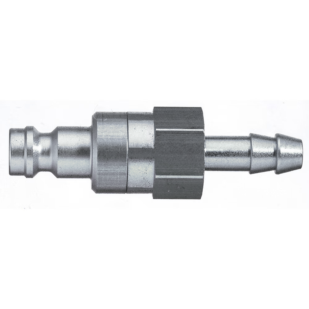 9285 21 04 by Parker | Legris Plug Quick Disconnect | 4 mm Hose Barb | 14 mm Hex | 50 mm Length | Straight | Nickel-Plated Brass | Pack of 5