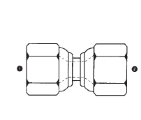 9327-14-14 by AdaptAll | 14mm Female Komatsu x 14mm Female Komatsu Swivel Adapter | Carbon Steel
