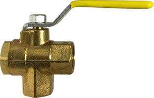 940123 by Midland | 3-Way Ball Valve | Bottom Outlet | 1/2" Female Pipe x 1/2" Female Pipe x 1/2" Female Pipe | Brass