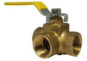 940465 by Midland | 3-Way Ball Valve | Side Outlet | 3/8" Female Pipe x 3/8" Female Pipe x 3/8" Female Pipe | Brass