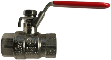 941124NP (941-124NP) by Midland | Locking Handle Ball Valve | 3/4" Female NPT x 3/4" Female NPT | Straight | Straight | Nickel Plated Brass with Stainless Steel Trim