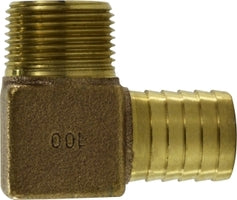 973981 by Midland | Insert Fitting | 1" Hose Barb x 3/4" Male Pipe | 90° Elbow | Bronze