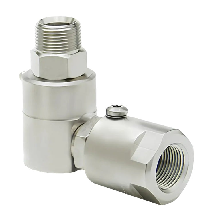 9DP4MP25XFP25-NI-ETP by Super Swivel | DP5105-NI-ETP | Dual Plane Swivel | 1/4-18 Male Pipe NPTF x 1/4-18 Female Pipe NPTF | 0.250" Through Hole | 90° Elbow | Electroless Nickel | Extreme Viton® Seal