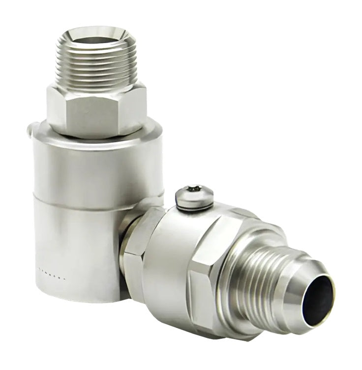 9DP12MP75XMJ12-NI-AL by Super Swivel | DP6844-NI-AL | Dual Plane Swivel | 3/4-14 Male Pipe NPTF x 1-1/16-12 Male 37° JIC | 0.391" Through Hole | 90° Elbow | Electroless Nickel | AFLAS Seal