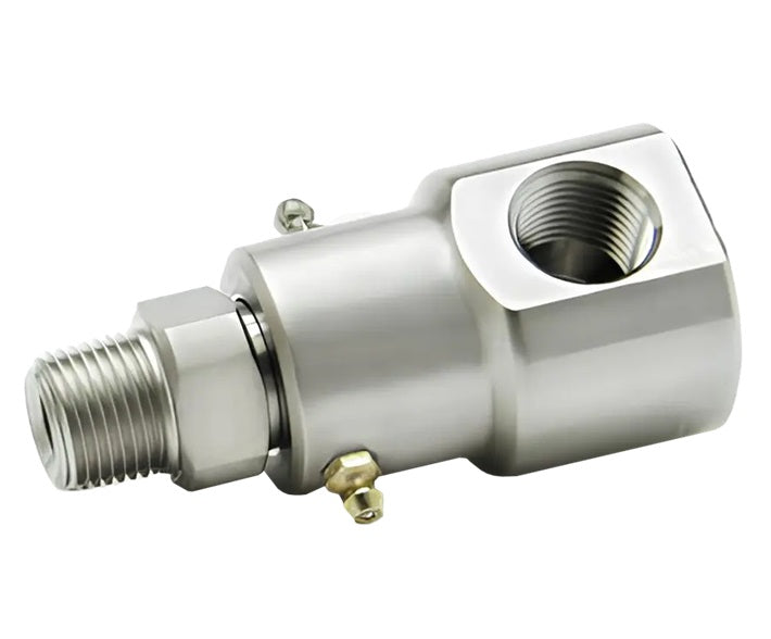 9SS8HPMP50XFP50-Ni-AL-POLY by Super Swivel | 6024-Ni-AL-POLY | High Pressure 1/2-14 Male Pipe NPTF x 1/2-14 Female NPTF | 0.437" Through Hole | 90° Elbow | Electroless Nickel | Viton Seal