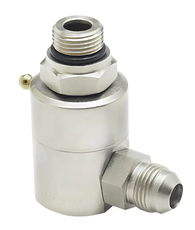 9SS8MO8XMJ8-Ni-V by Super Swivel | 6913-Ni-V | 3/4-16 Male O-Ring ORB x 3/4-16 Male 37° JIC | 0.297" Through Hole | 90° Elbow | Electroless Nickel | Viton Seal