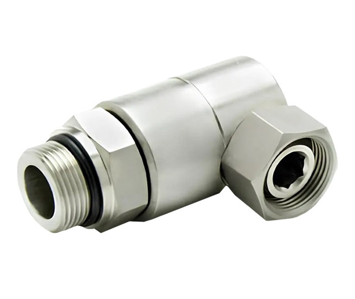 9SS24MO24XPS150-Ni-AL by Super Swivel | 6484-Ni-AL | 1-7/8-12 Male O-Ring ORB x 1-1/2-11-1/2 Female Pipe Swivel NPSM | 1.040" Through Hole | 90° Elbow | Electroless Nickel | AFLAS Seal
