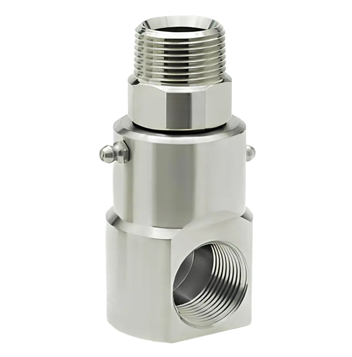 9SS16DBMP100XFP100-304-V by Super Swivel | 25145-304-V | 1-11-1/2 Male Pipe NPTF x 1-11-1/2 Female Pipe NPTF | 0.827" Through Hole | 90° Elbow | 304 Stainless Steel | Viton Seal