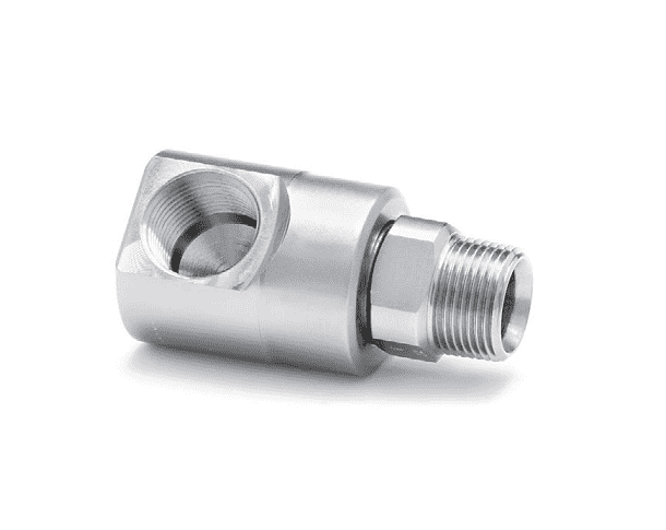 9SS12MP75XFP75-NI-86-TFE by Super Swivel | 24022-NI-86-TFE | Automatic Car Wash Swivel | 3/4-14 Male Pipe NPTF x 3/4-14 Female Pipe NPTF | 90° Elbow | Electroless Nickel | TFE Seal