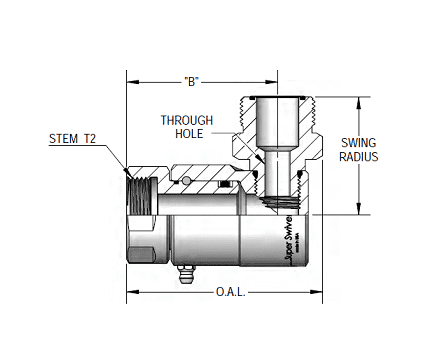 9SS16FFS16XMFS16-NI-AL by Super Swivel | 7744-NI-AL | 1-7/16-12 Female Face Seal FFS x 1-7/16-12 Male Face Seal MFS | 0.484" Through Hole | 90° Elbow | Electroless Nickel | AFLAS Seal