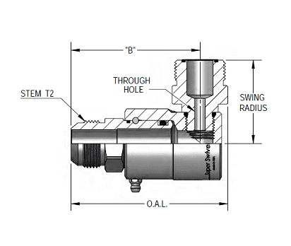 9SS8MJ8XMFS8-NI-AL by Super Swivel | 8224-NI-AL | 3/4-16 Male 37° JIC x 13/16-16 Male Face Seal MFS | 0.265" Through Hole | 90° Elbow | Electroless Nickel | AFLAS Seal