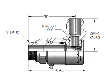 9SS12MO12XMJ12-Z-ETP by Super Swivel | 6932-Z-ETP | 1-1/16-12 Male O-Ring ORB x 1-1/16-12 Male 37° JIC | 0.385" Through Hole | 90° Elbow | Zinc | Extreme Viton® Seal