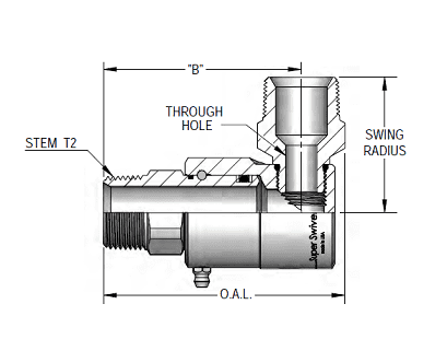 9SS8MP38XMP50-Z-AL by Super Swivel | 7221-Z-AL | 1/2-14 Male Pipe NPTF x 3/8-18 Male Pipe NPTF | 0.297" Through Hole | 90° Elbow | Zinc | AFLAS Seal