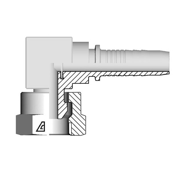 A-1212-FBC9 Alfagomma by Kuriyama | A Series | Two-Piece Hydraulic Hose Fitting | Compact 90° Elbow | -12 Hose ID x -12 Female BSPP 60° Cone | Steel