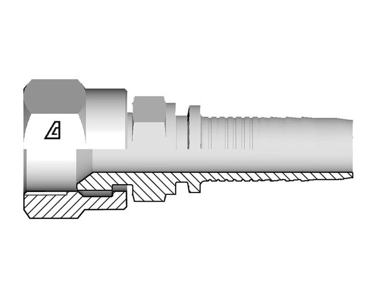 A-2932-FJDH Alfagomma by Kuriyama | A Series | Two-Piece Hydraulic Hose Fitting | Double Hex | -29 Hose ID x -32 Female JIC 37° | Steel